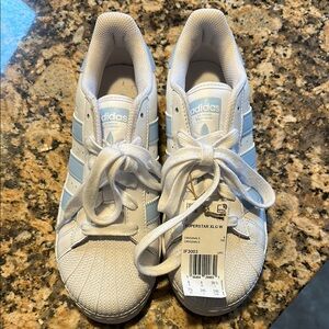 Adidas White and Blue Sneakers with Cushioned Ankle